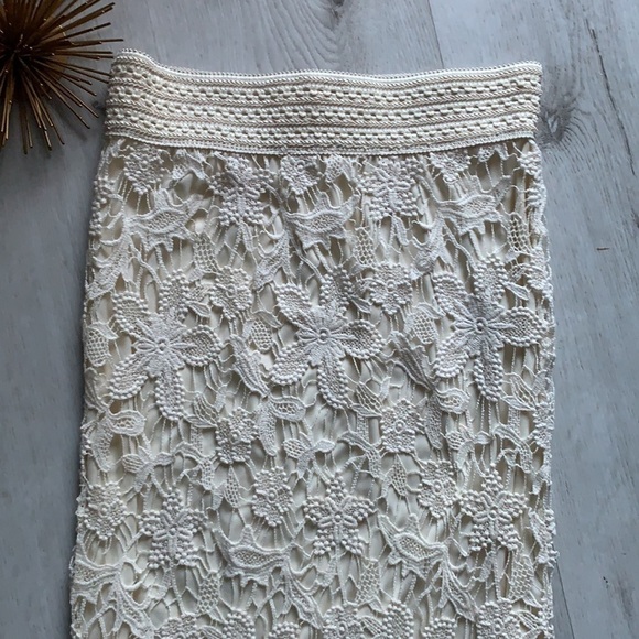 Adiva cream crochet skirt size m NWT bohemian Victorian vintage style beach - Picture 3 of 11